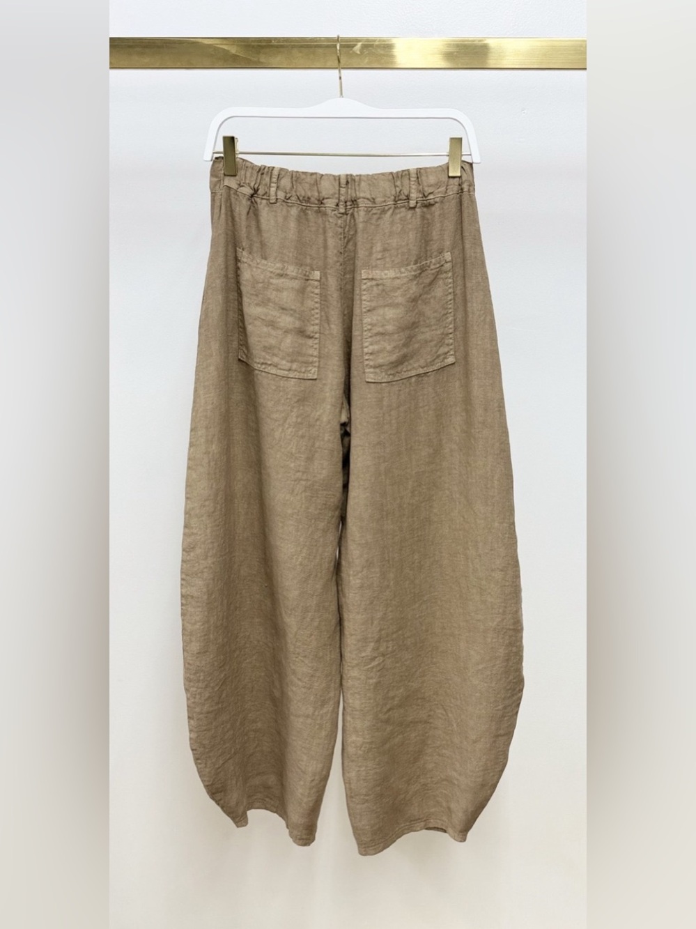 (155163/E11441-CML) LINEN BARREL PANTS - Picture 2 of 7